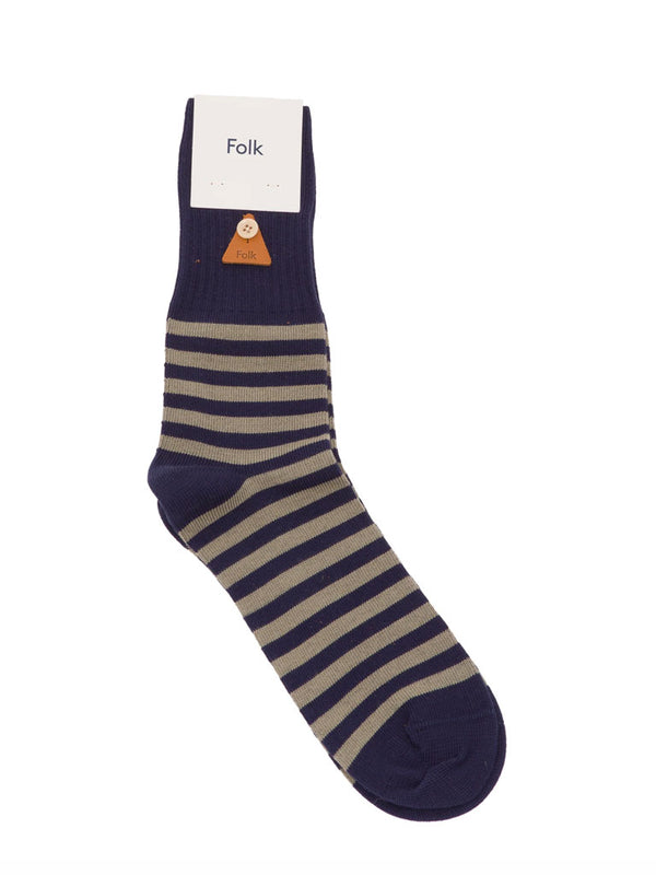 Folk Stripe Sock in Navy Sage