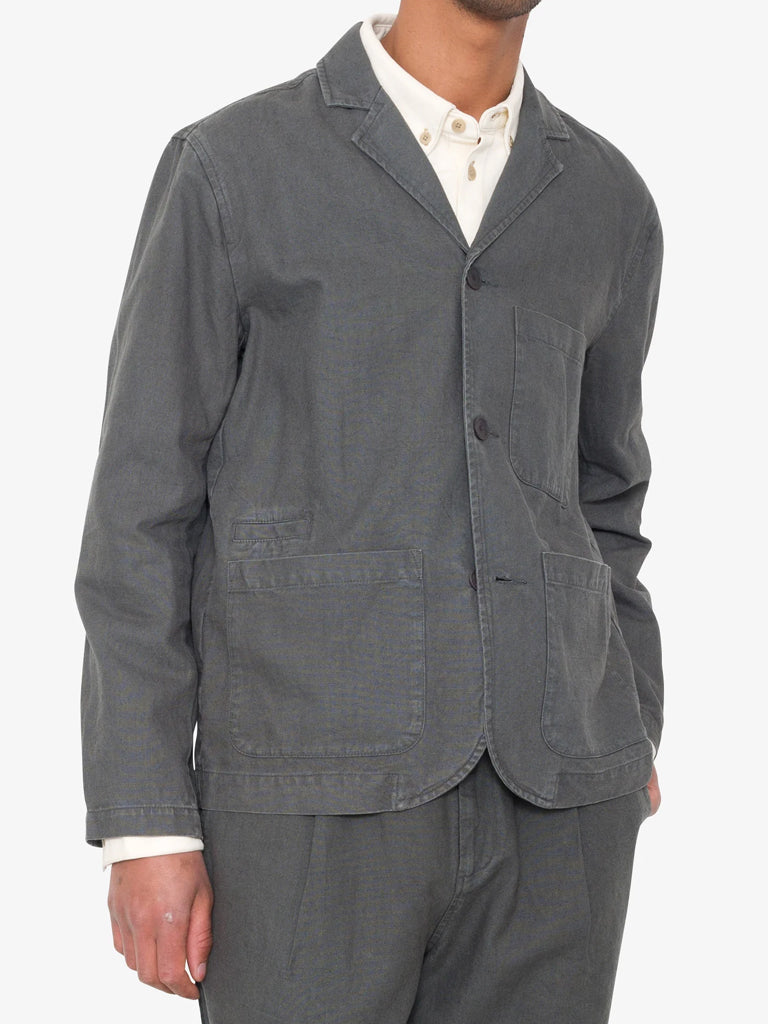 Folk Wide Fit Blazer in Charcoal Hemp Canvas