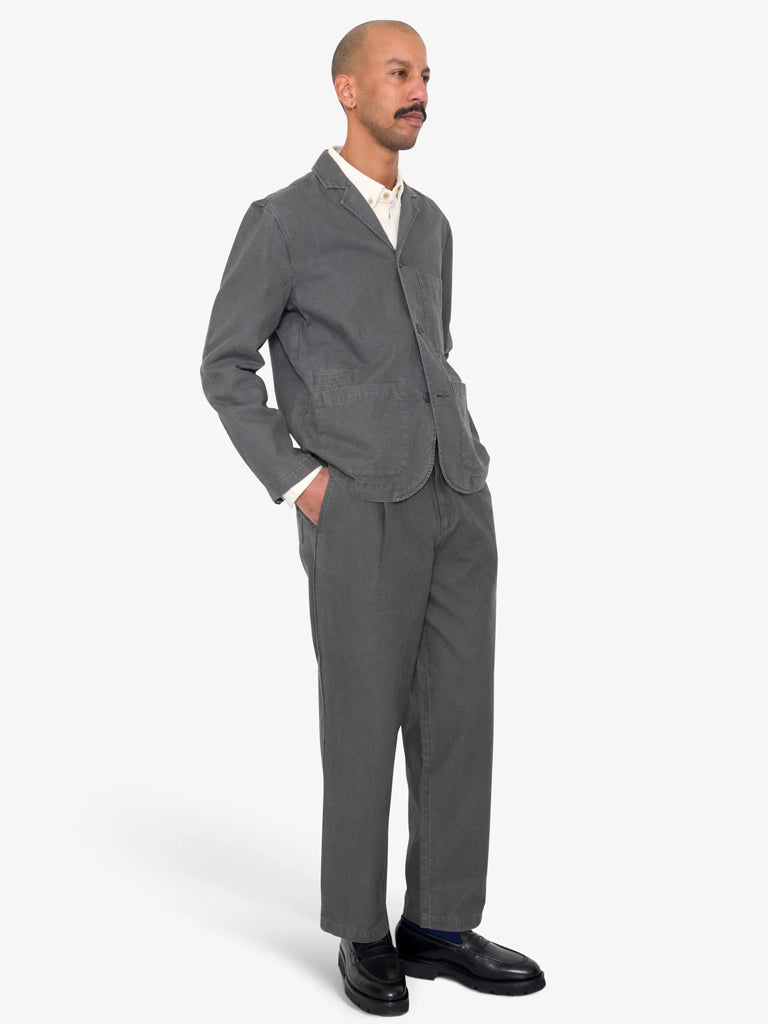 Folk Wide Fit Blazer in Charcoal Hemp Canvas