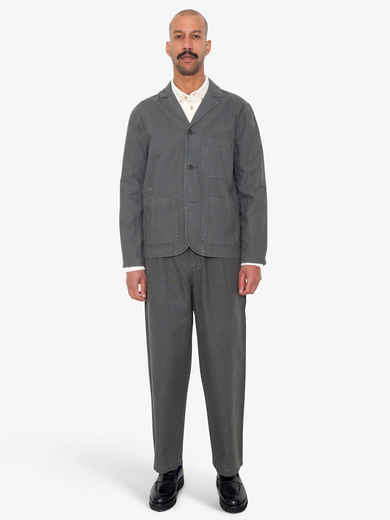 Folk Wide Fit Blazer in Charcoal Hemp Canvas