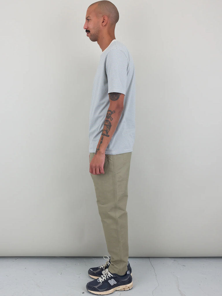 Folk 1x1 Stripe T-Shirt in Ecru Dusty Blue