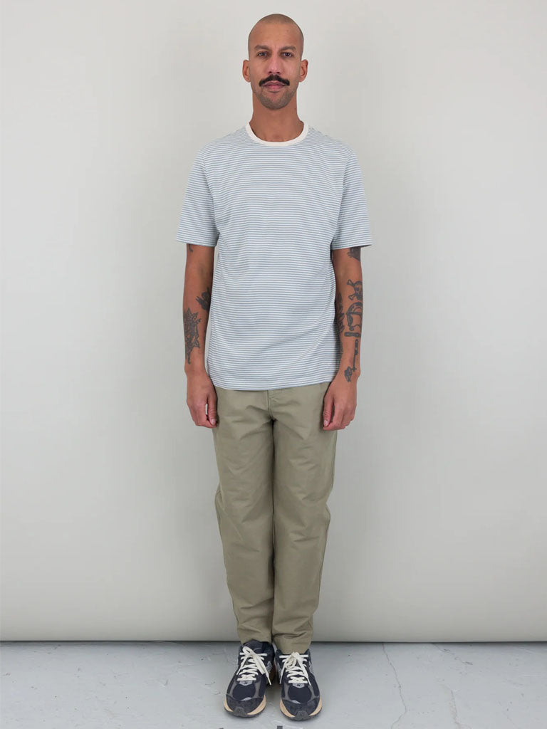 Folk 1x1 Stripe T-Shirt in Ecru Dusty Blue
