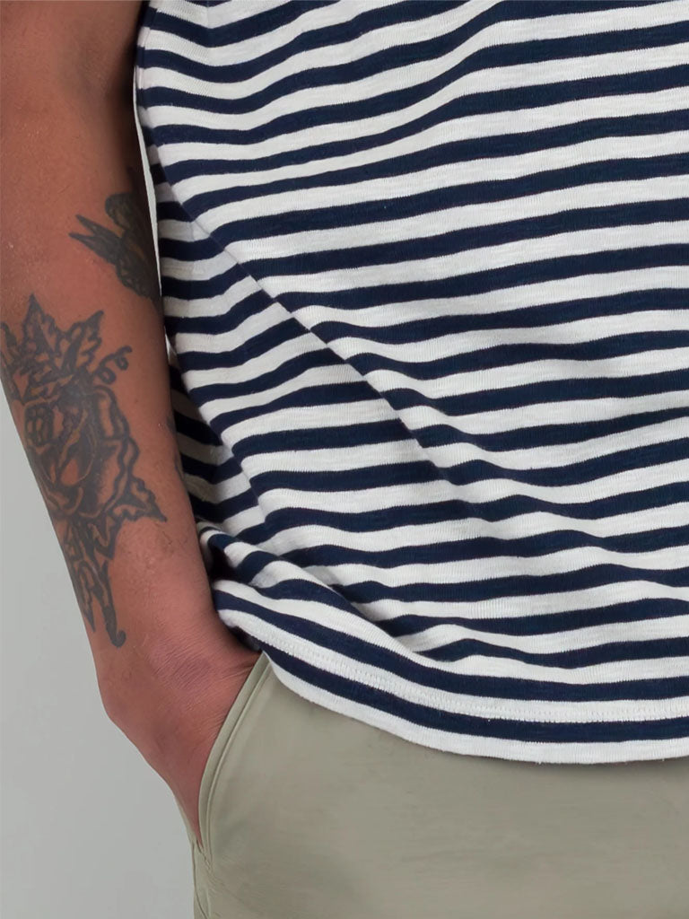 Folk Classic Stripe T-Shirt in Ecru Navy