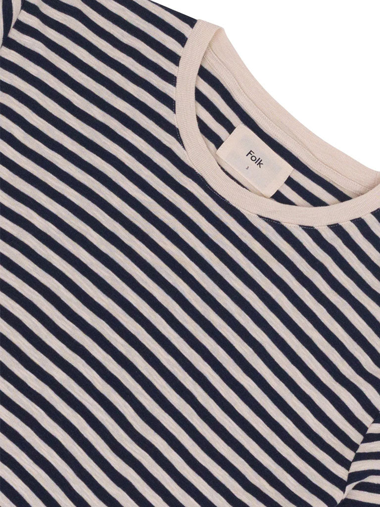 Folk Classic Stripe T-Shirt in Ecru Navy