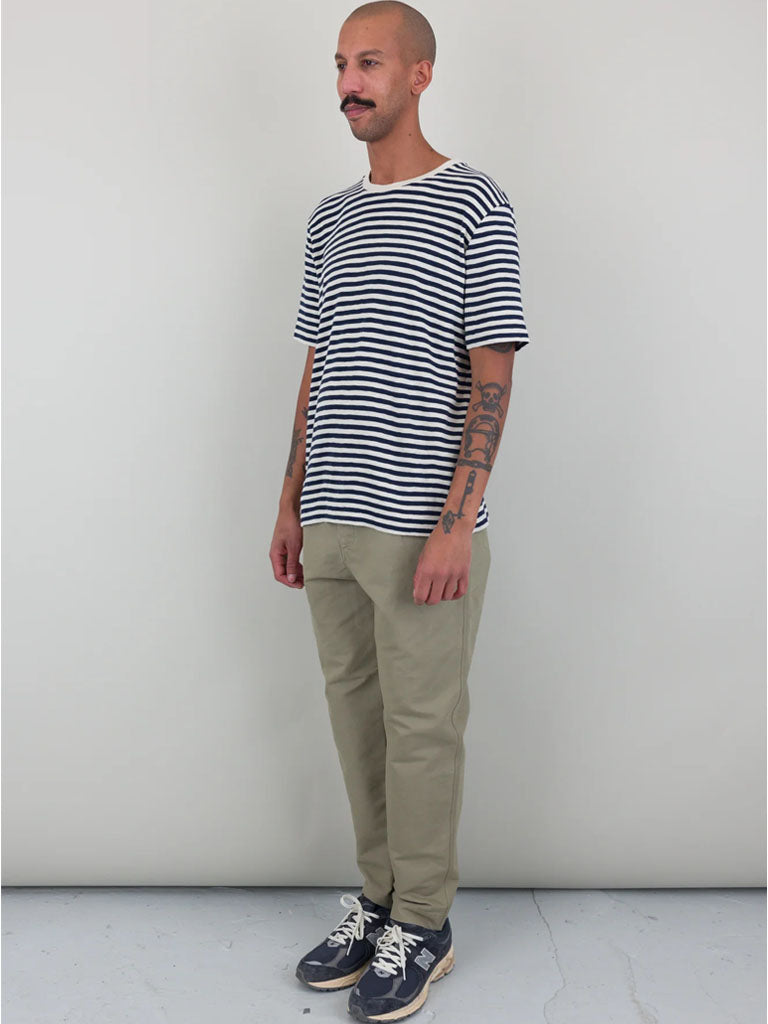 Folk Classic Stripe T-Shirt in Ecru Navy