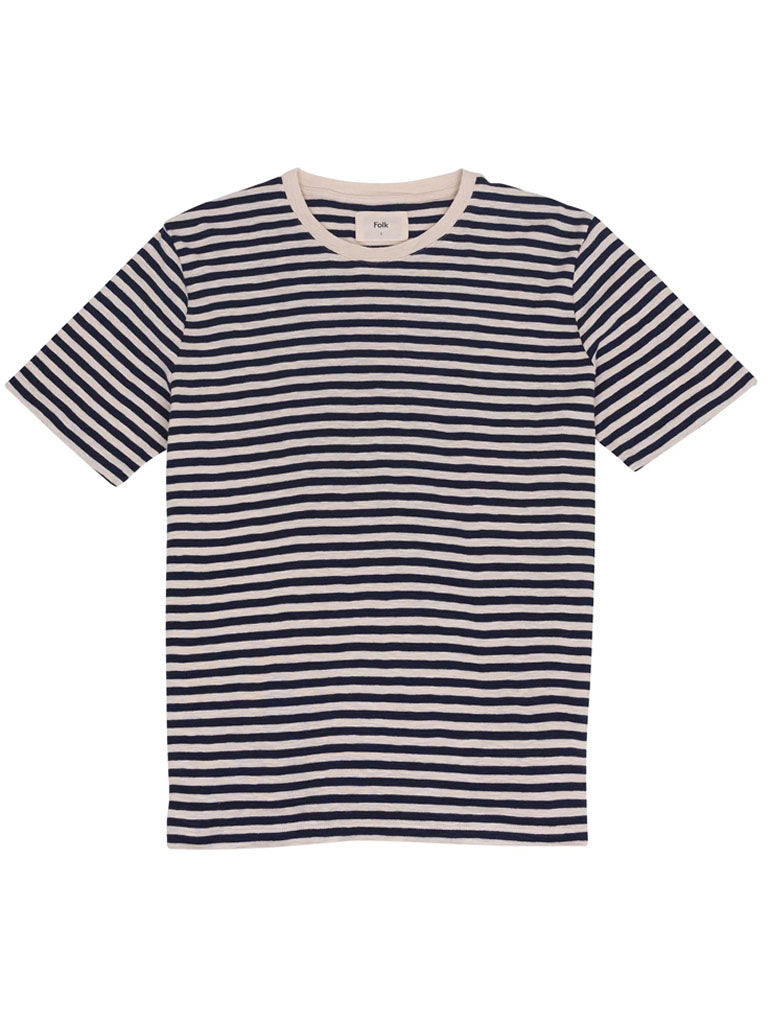 Folk Classic Stripe T-Shirt in Ecru Navy