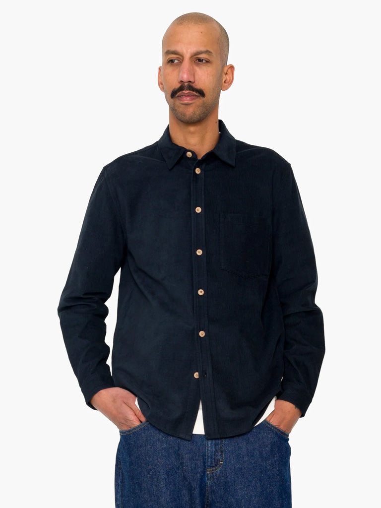 Folk Direction Babycord Shirt in Dark Navy