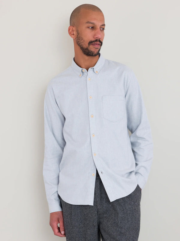 Folk Relaxed Fit Shirt in Ice Blue Flannel