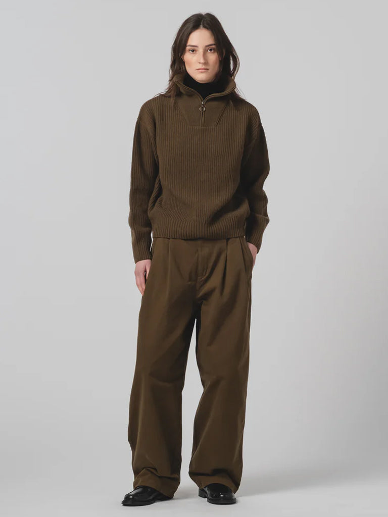 Girls of Dust British Worker Pant in Fossil Green
