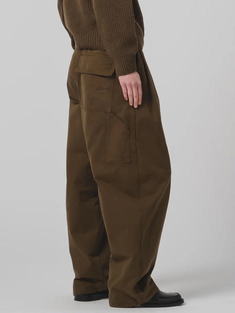 Girls of Dust British Worker Pant in Fossil Green