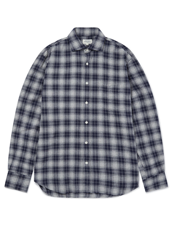 Hartford Paul Flannel Shirt in Navy Grey