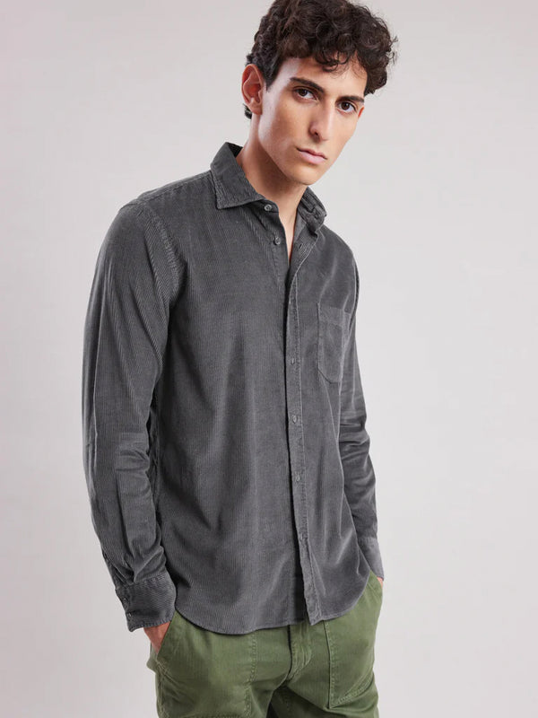 Hartford Paul Babycord Shirt in Carbon