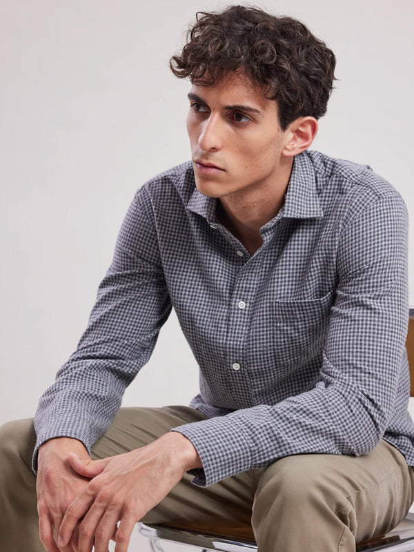 Hartford Paul Gingham Shirt in Grey