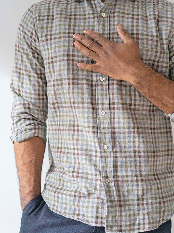 Hartford Paul Gingham Shirt in Natural Green