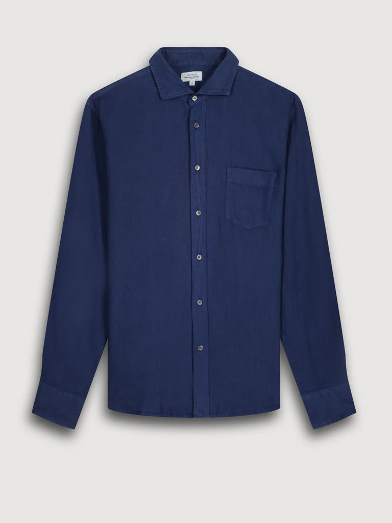 Hartford Paul Linen Shirt in Deep Blue