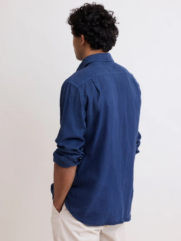 Hartford Paul Linen Shirt in Deep Blue