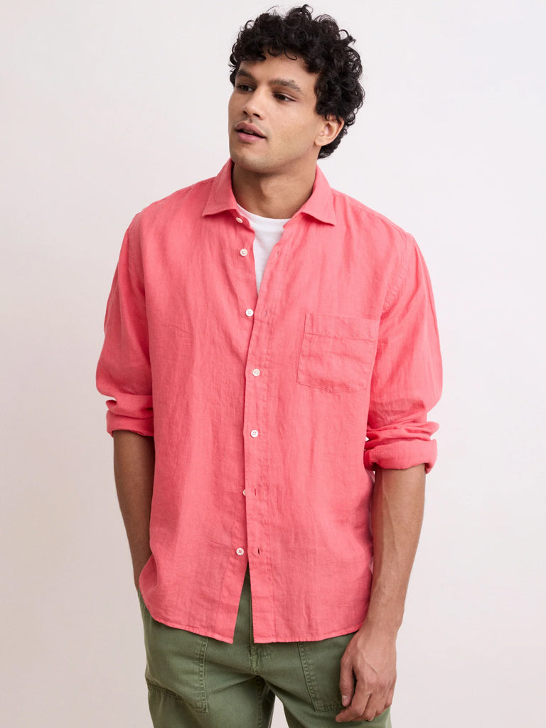 Hartford Paul Linen Shirt in Tangerine