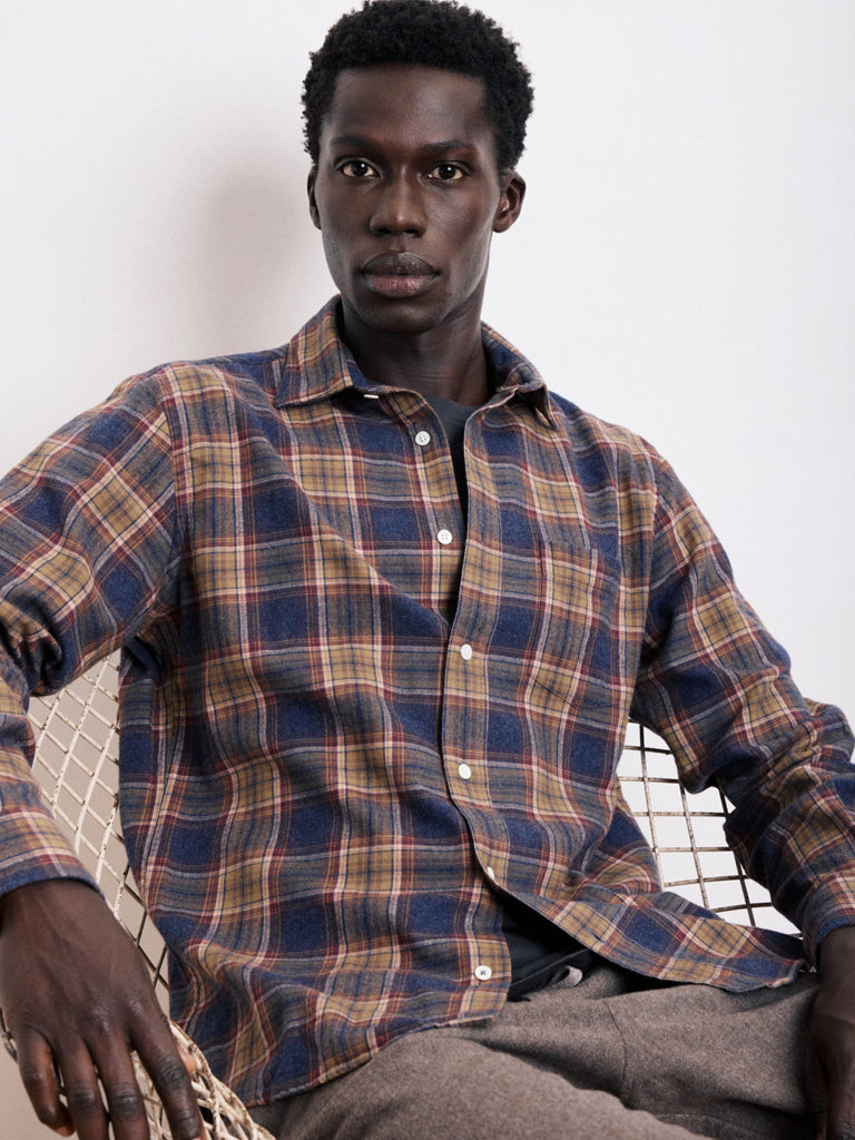 Hartford Tartan Shirt in Blue Gold