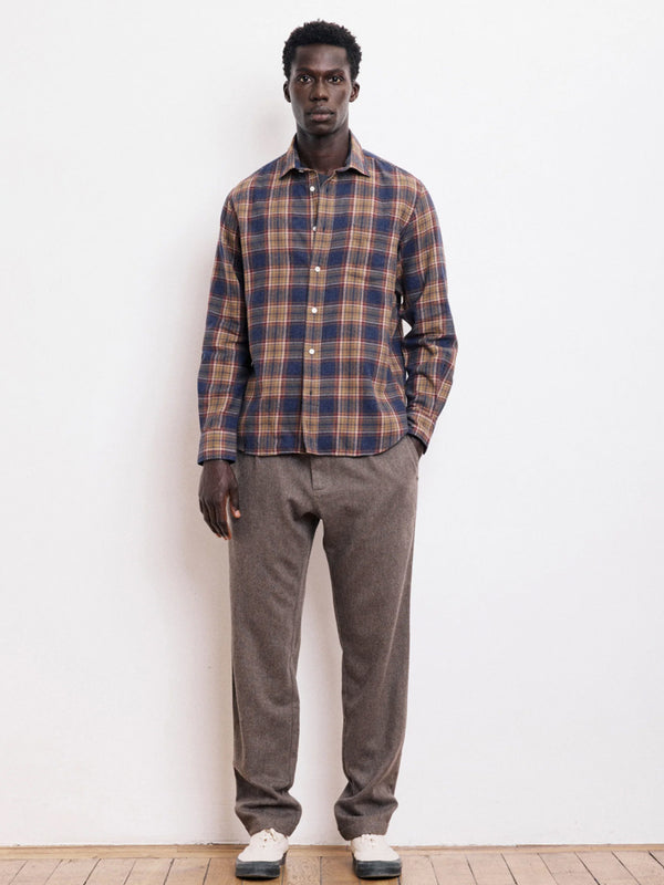Hartford Tartan Shirt in Blue Gold