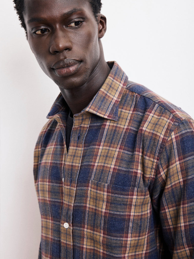 Hartford Tartan Shirt in Blue Gold