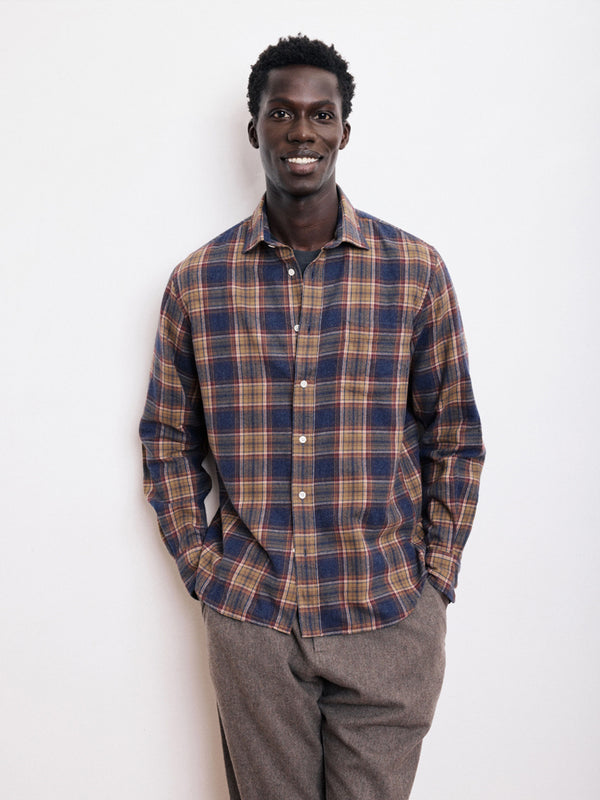 Hartford Tartan Shirt in Blue Gold