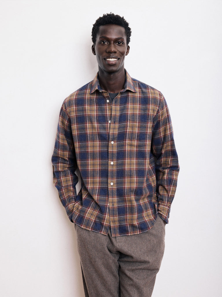 Hartford Tartan Shirt in Blue Gold