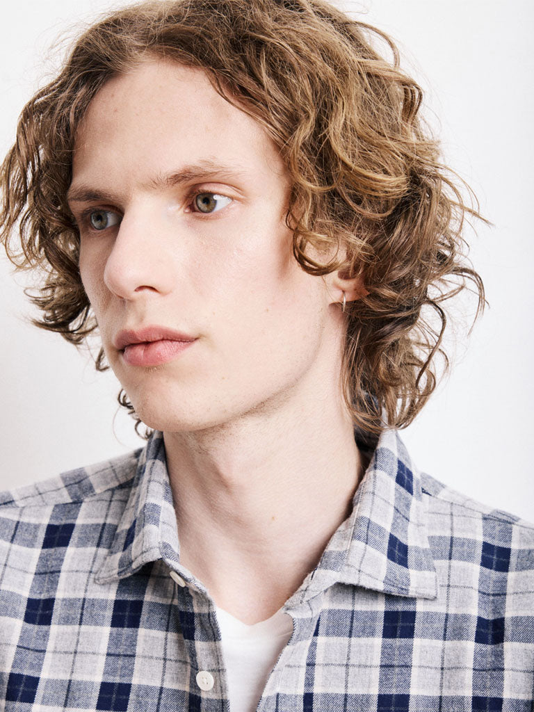 Hartford Paul Brushed Plaid Shirt in Grey