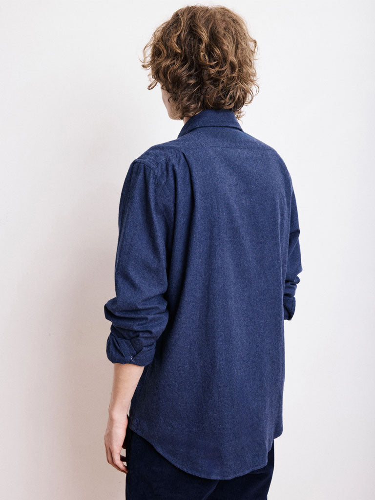 Hartford Paul Flannel Shirt in Navy