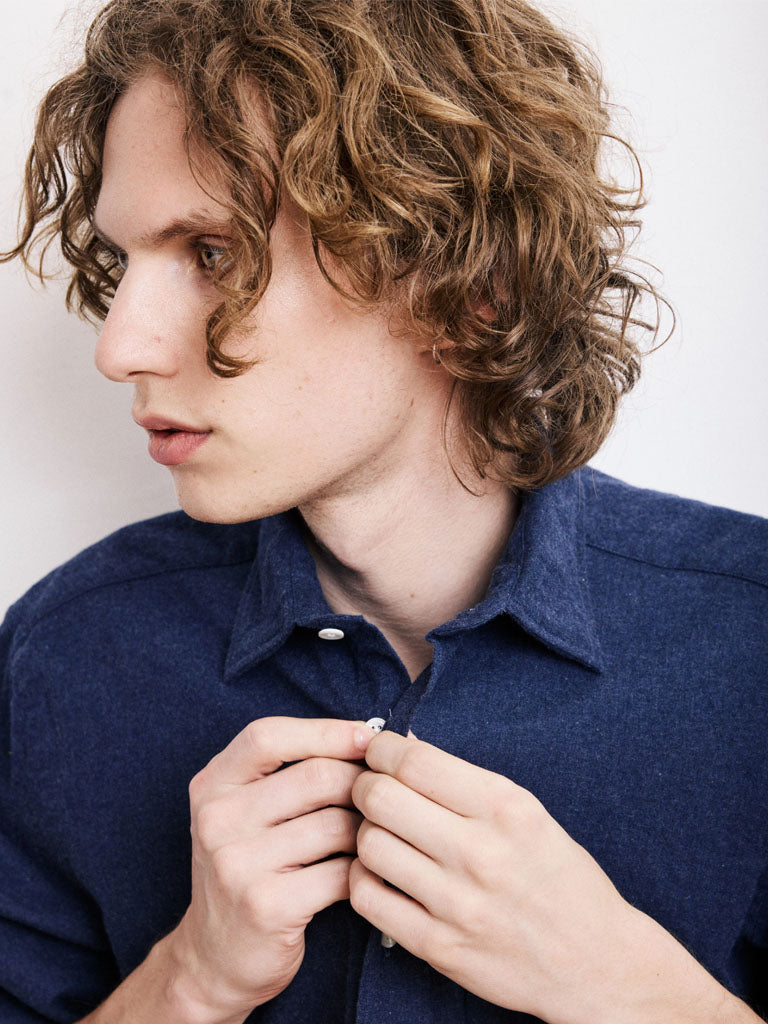 Hartford Paul Flannel Shirt in Navy