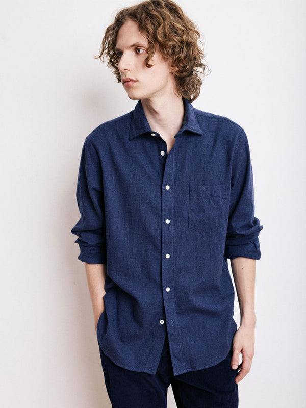 Hartford Paul Flannel Shirt in Navy