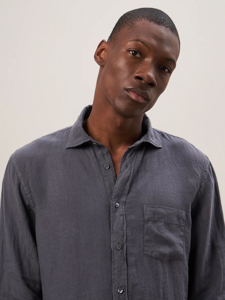 Hartford Paul Linen Shirt in Charcoal