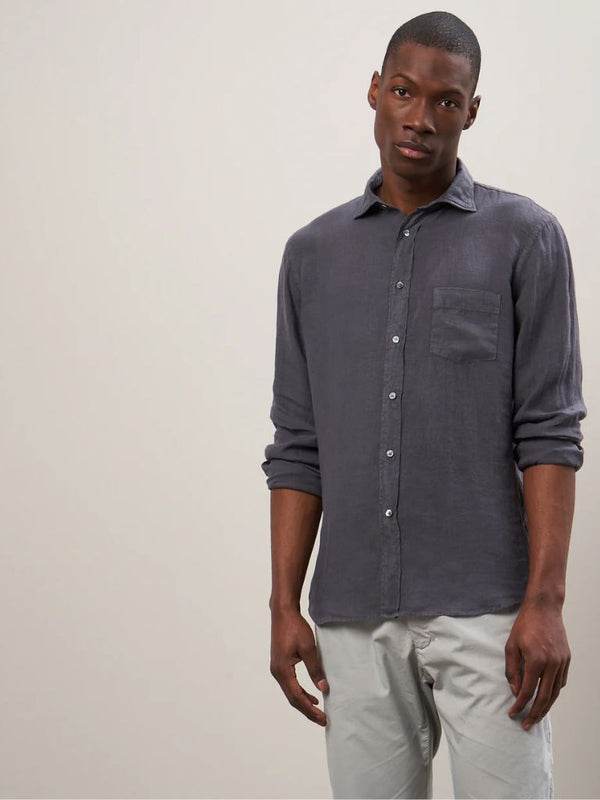 Hartford Paul Linen Shirt in Charcoal