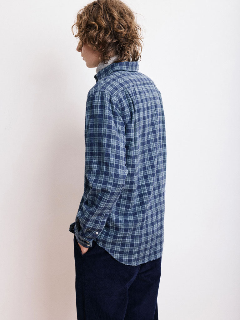 Hartford Paul Plaid Shirt in Navy Green