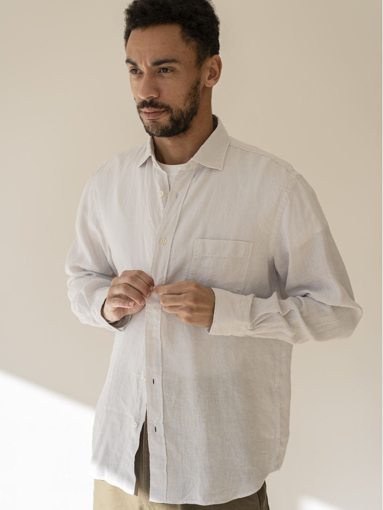 Hartford Paul Linen Shirt in Chalk