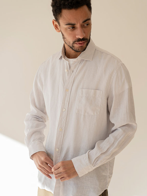 Hartford Paul Linen Shirt in Chalk