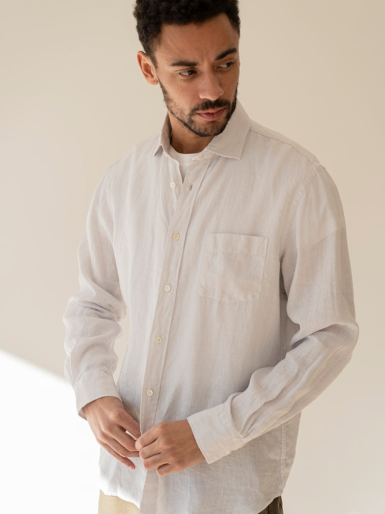 Hartford Paul Linen Shirt in Chalk