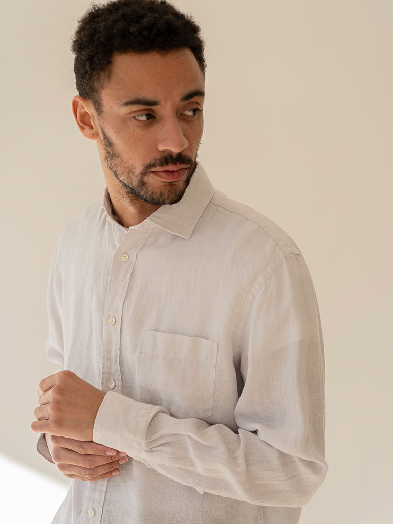 Hartford Paul Linen Shirt in Chalk
