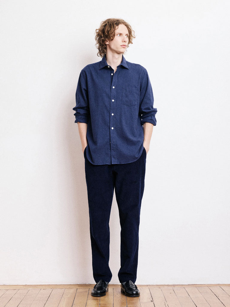 Hartford Paul Flannel Shirt in Navy