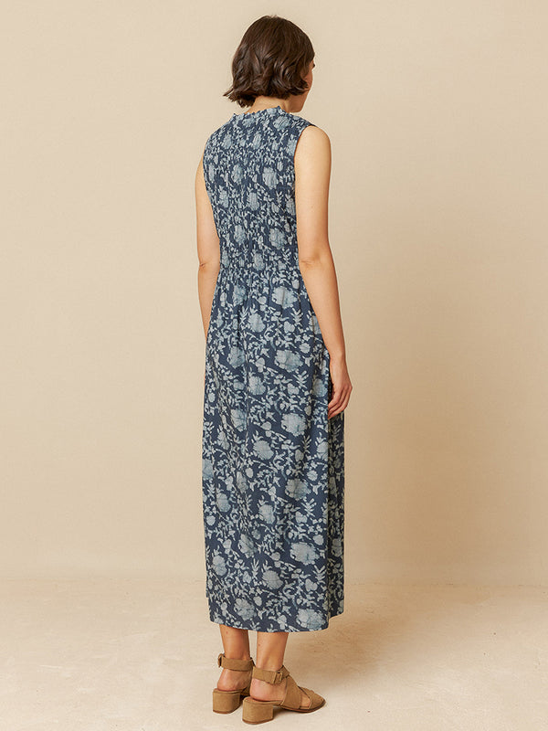 Indi & Cold Batik Print Dress in Indigo