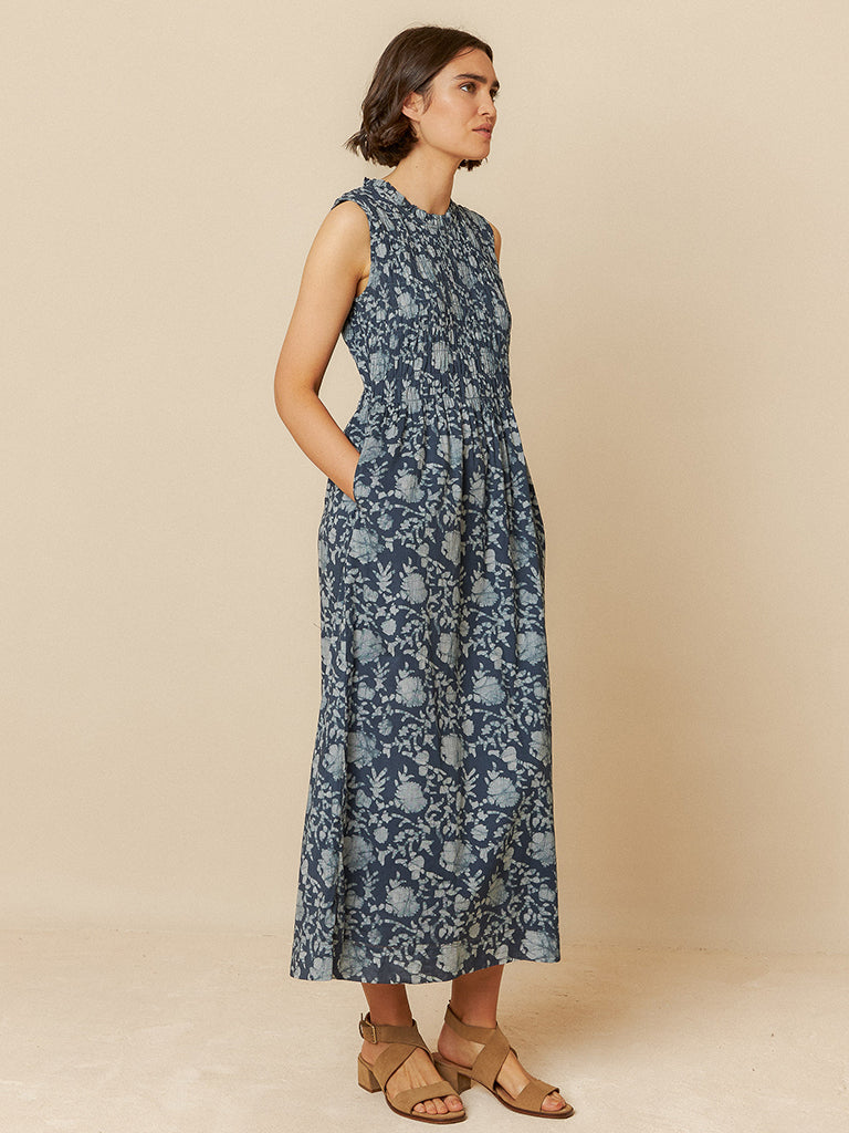 Indi & Cold Batik Print Dress in Indigo