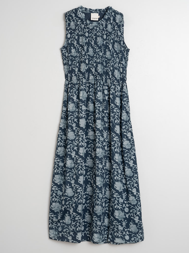 Indi & Cold Batik Print Dress in Indigo