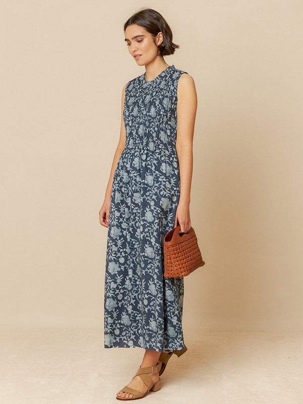 Indi & Cold Batik Print Dress in Indigo