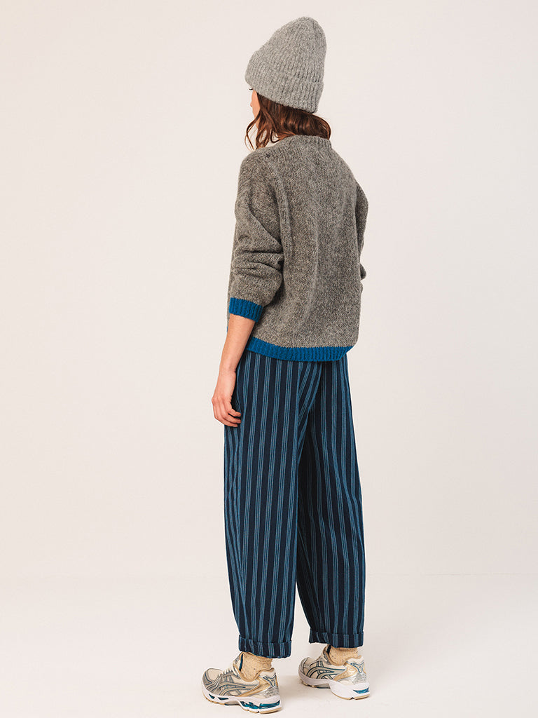 Indi & Cold Bicolour Sweater in Charcoal Blue