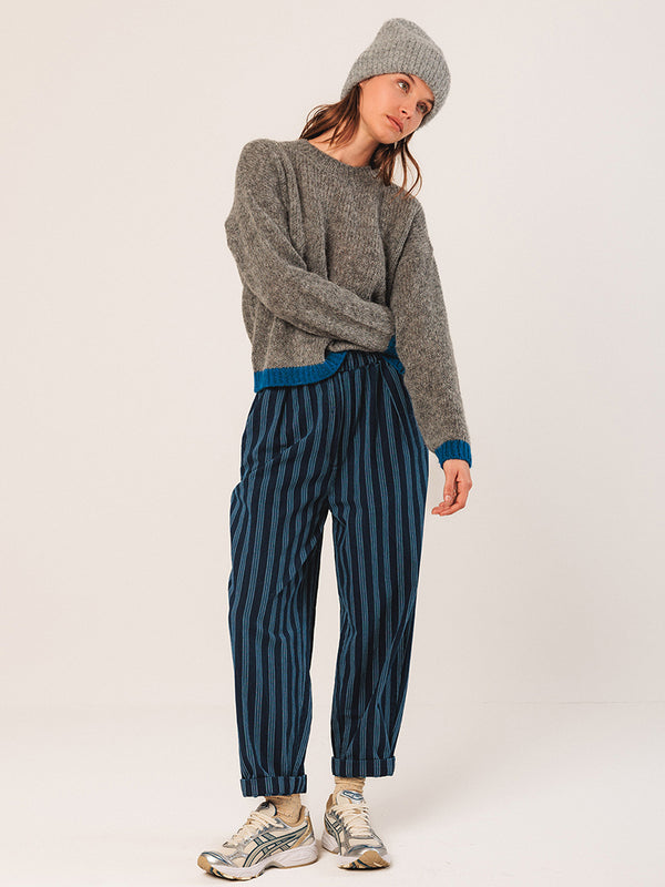 Indi & Cold Bicolour Sweater in Charcoal Blue