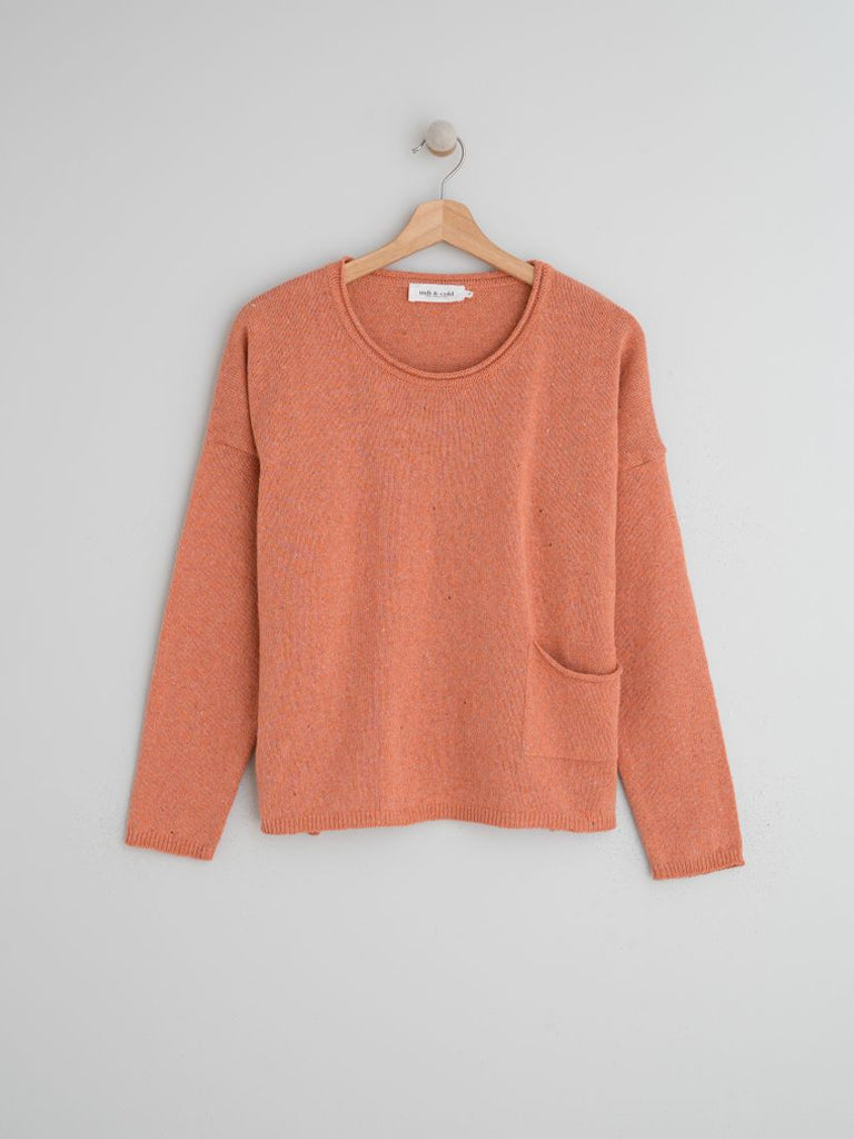 Indi & Cold Boat Neck Flecked Knit in Melocoton