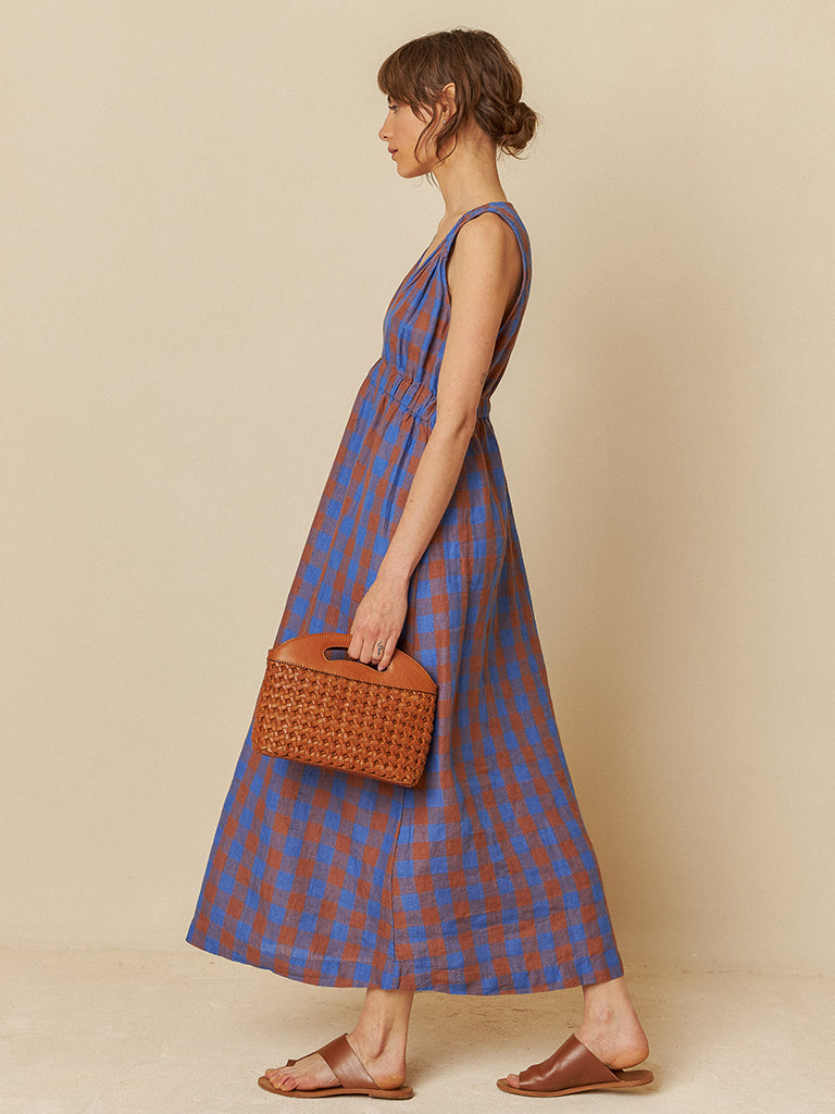 Indi & Cold Check Dress in Brown Blue