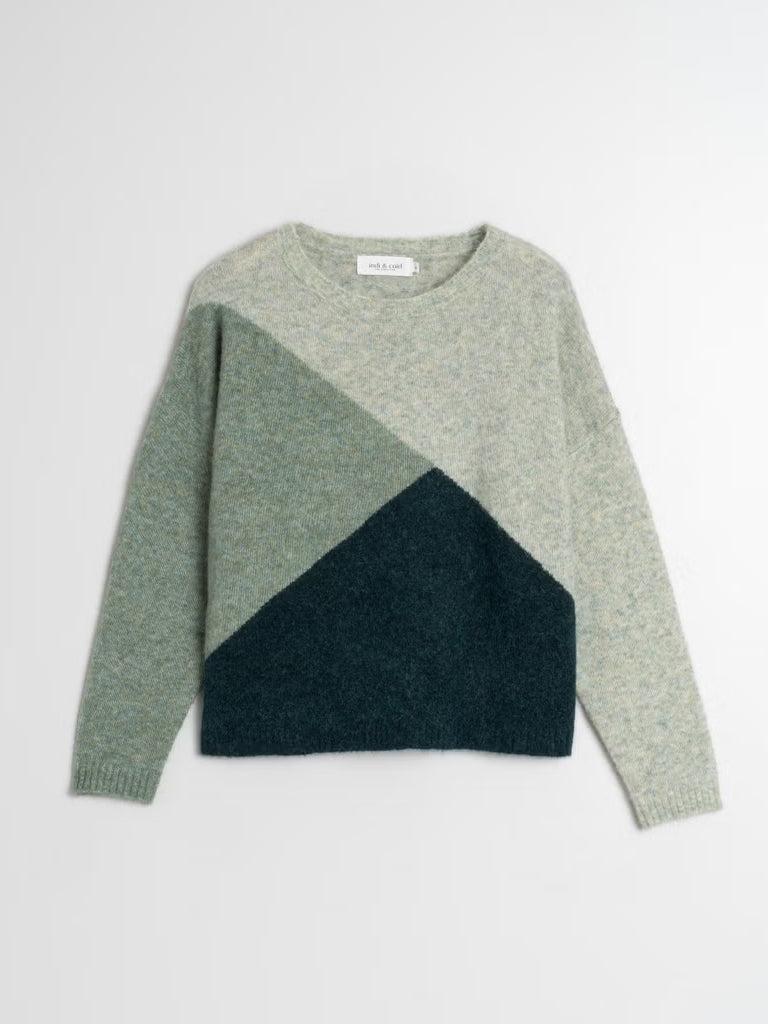 Indi & Cold Colour Block Sweater in Verde