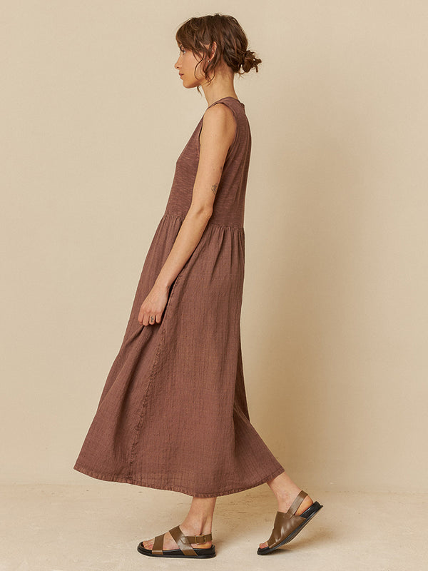 Indi & Cold Cotton Jersey Dress in Chocolate