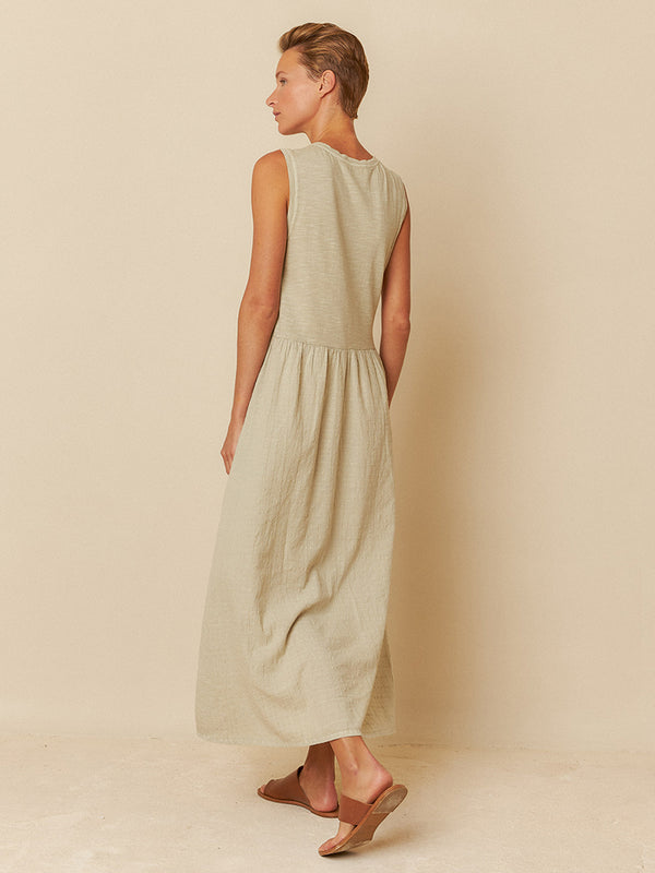 Indi & Cold Cotton Jersey Dress in Stone