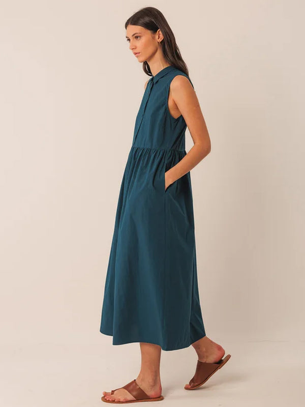  Indi & Cold Cotton Poplin Dress in Marino